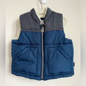 Gap Infant Fleece Lined Puffer Vest Blue Sz 6-12 mo | Blue Gray Baby Winter Vest